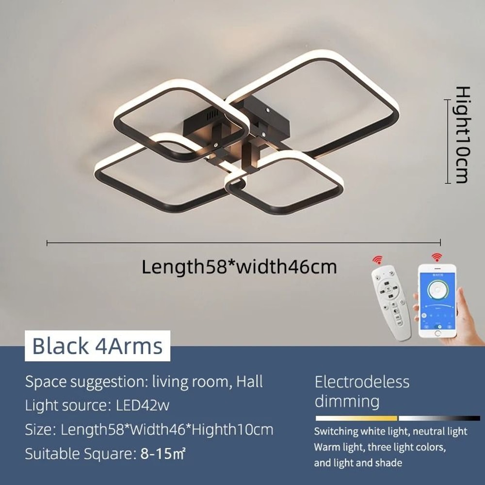 Modern LED Ring Chandelier Ceiling Light For Living Room Bedroom 8