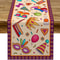 Happy Purim Linen Table Runner With Carnival Masque Design For Festive Dining Decor 0