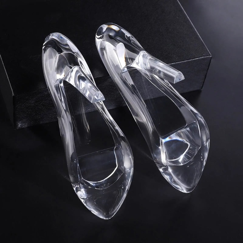 Crystal Cinderella Glass Slipper Figurine Elegant Acrylic High Heel Decor 3
