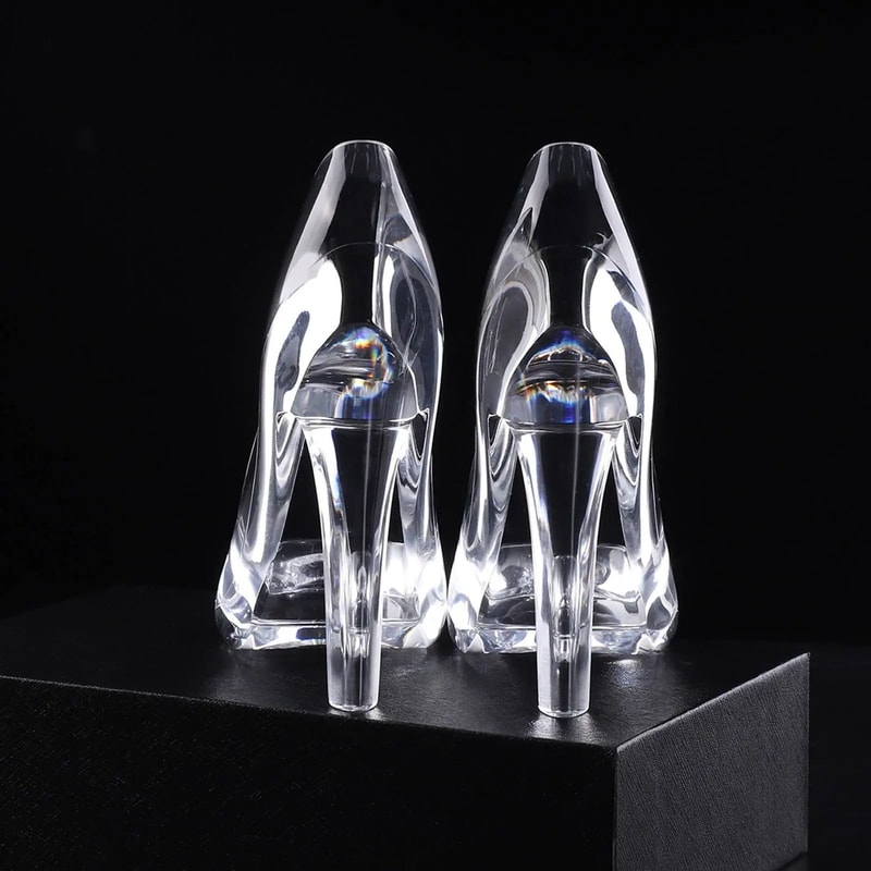 Crystal Cinderella Glass Slipper Figurine Elegant Acrylic High Heel Decor 4