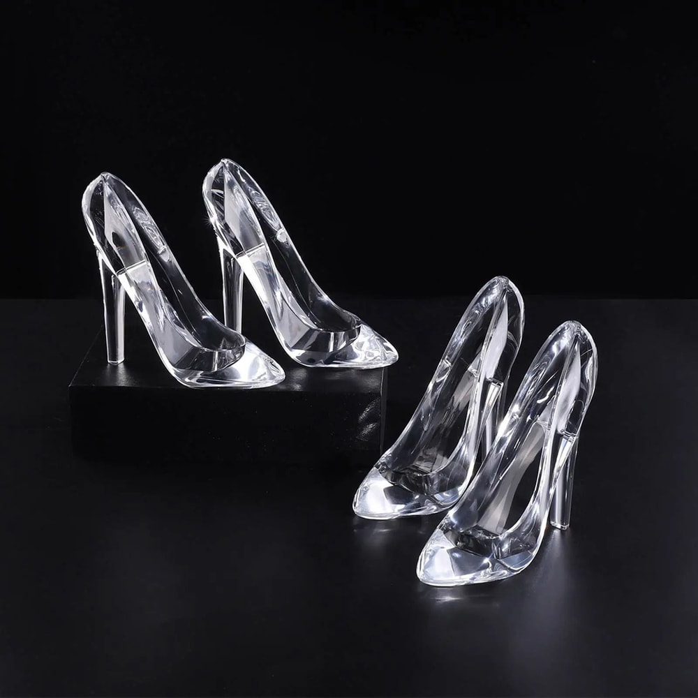Crystal Cinderella Glass Slipper Figurine Elegant Acrylic High Heel Decor 5