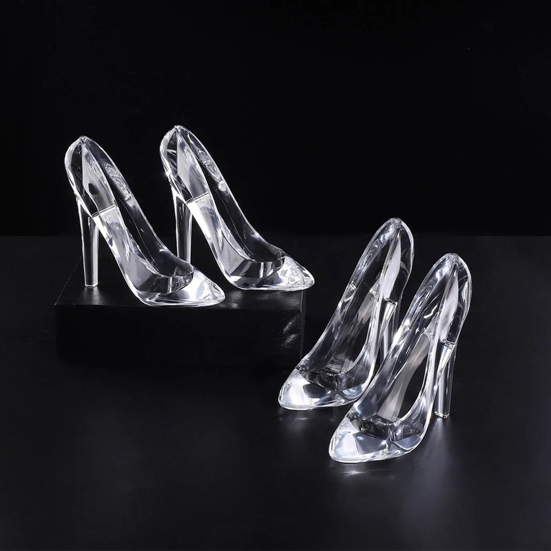 Crystal Cinderella Glass Slipper Figurine Elegant Acrylic High Heel Decor 5