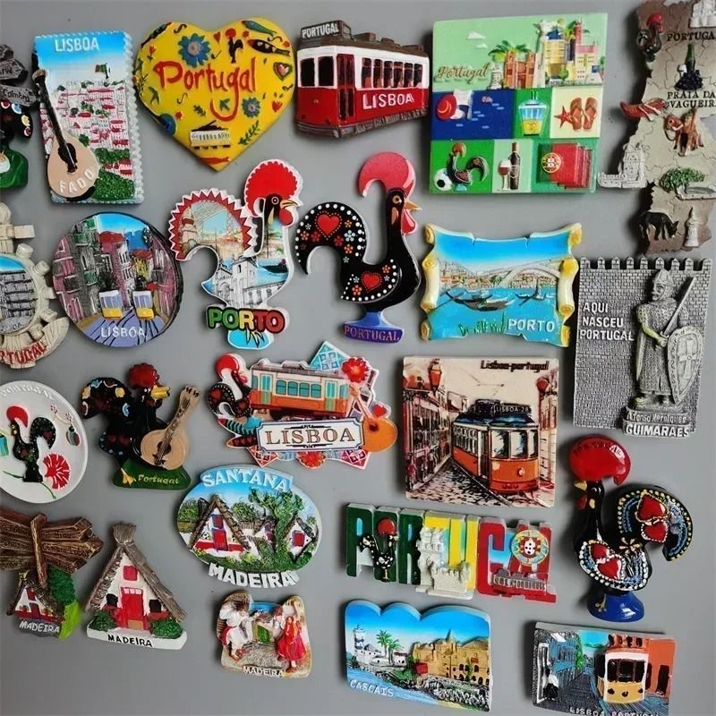 Portugal Travel Souvenir Fridge Magnet Set Lisbon Tram Porto Madeira Resin Collection 2