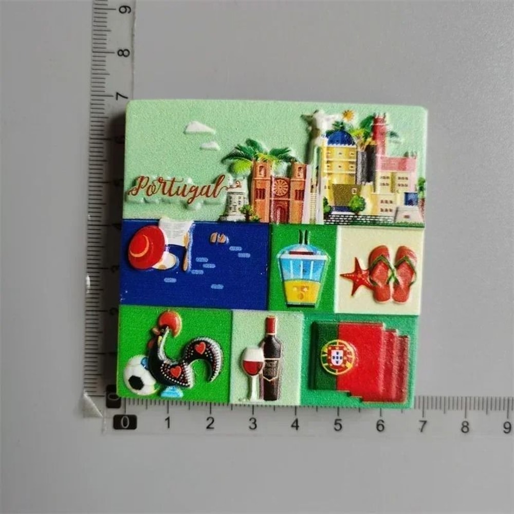 Portugal Travel Souvenir Fridge Magnet Set Lisbon Tram Porto Madeira Resin Collection 16