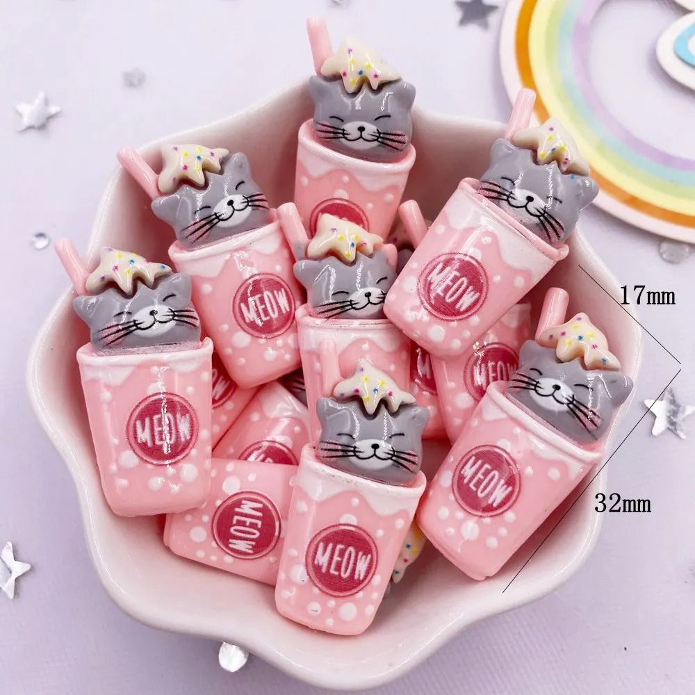 10PCS Kawaii Cartoon Cat Flatback Resin Charms For DIY Crafts And Decor 6