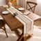 Nordic Boho Green Striped Table Runner With Handwoven Tassels 2