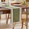 Nordic Boho Green Striped Table Runner With Handwoven Tassels 10