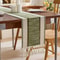 Nordic Boho Green Striped Table Runner With Handwoven Tassels 10