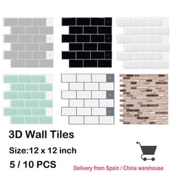 3d waterproof peel and stick kitchen wall tiles (12x12in, 5–10pcs set)