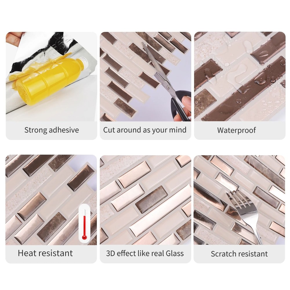 3D Waterproof Peel And Stick Kitchen Wall Tiles 12x12in 510PCS Set 2