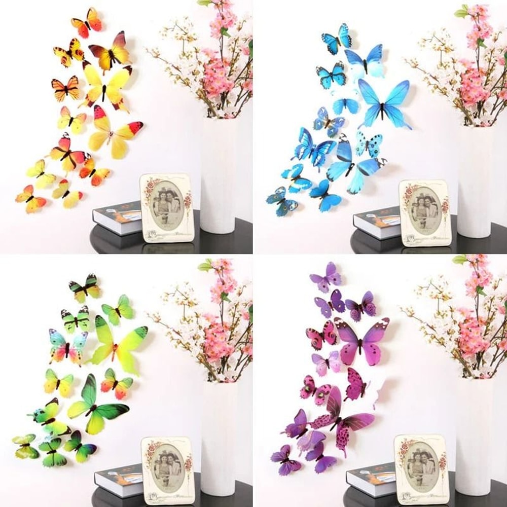 12PCS 3D Butterfly Wall Stickers Set Waterproof PVC Decorative Decals For Home And Events 0