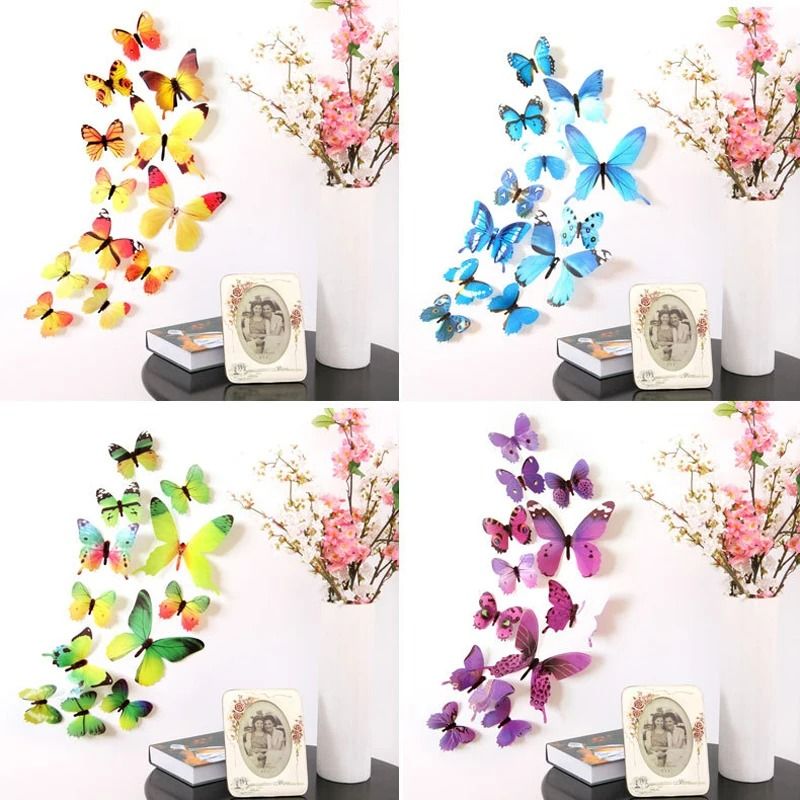 12PCS 3D Butterfly Wall Stickers Set Waterproof PVC Decorative Decals For Home And Events 0