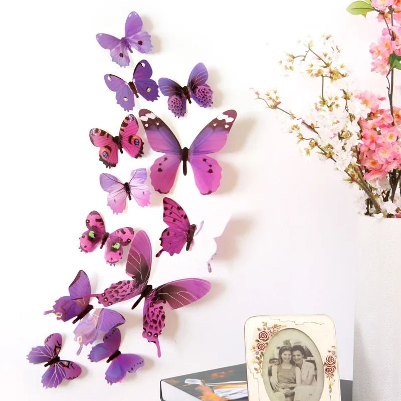 12PCS 3D Butterfly Wall Stickers Set Waterproof PVC Decorative Decals For Home And Events 3