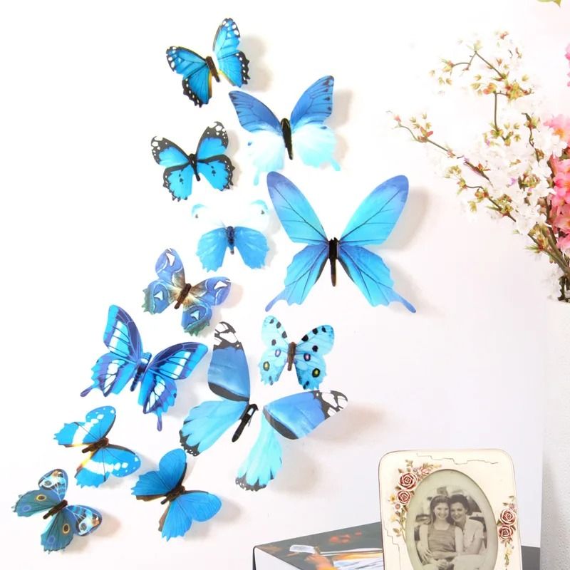 12PCS 3D Butterfly Wall Stickers Set Waterproof PVC Decorative Decals For Home And Events 4
