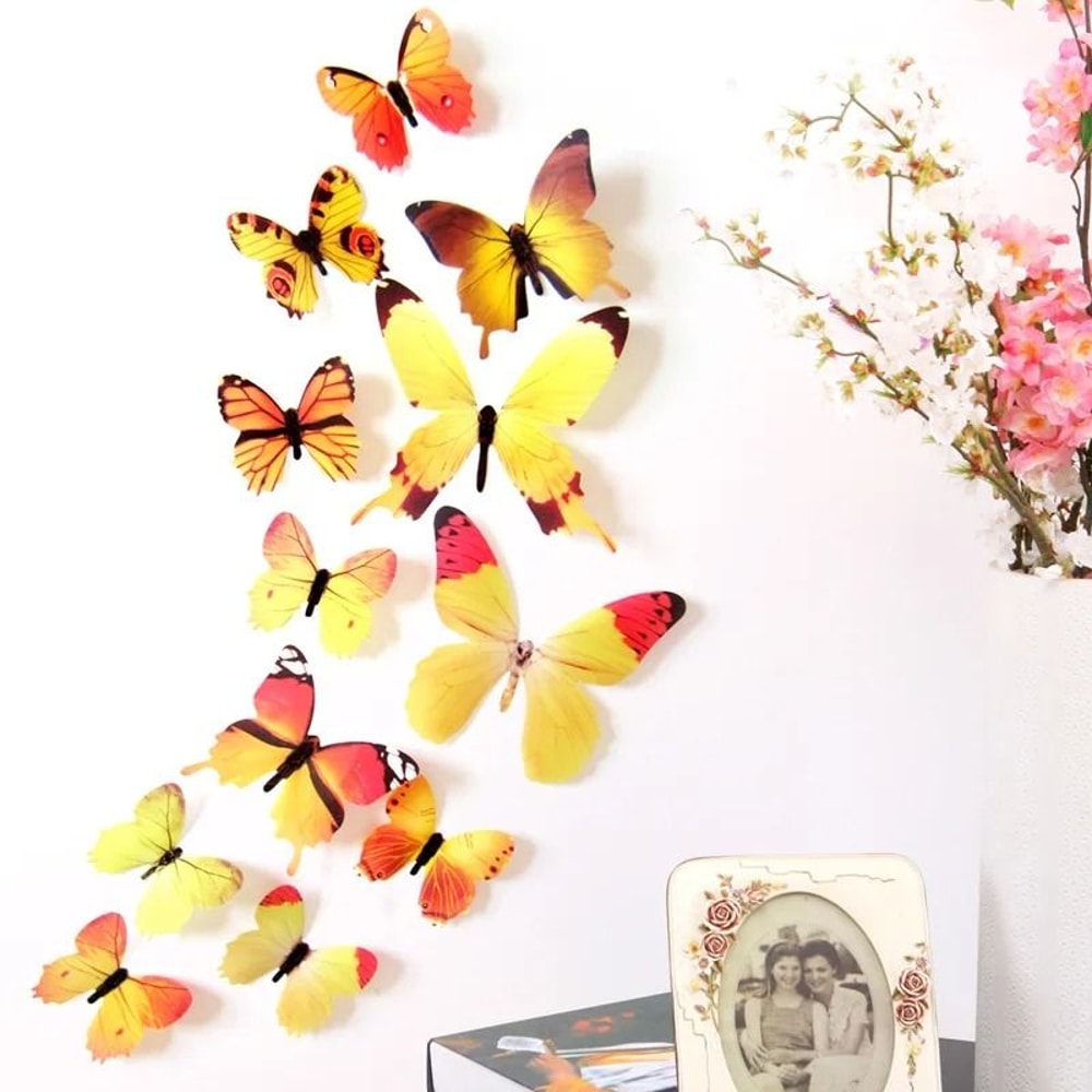 12PCS 3D Butterfly Wall Stickers Set Waterproof PVC Decorative Decals For Home And Events 5