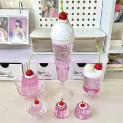 retro pudding pink soda jelly decor set japanese style kawaii room display ornaments