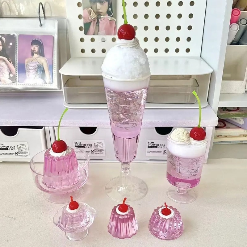 Retro Pudding Pink Soda Jelly Decor Set Japanese Style Kawaii Room Display Ornaments 0