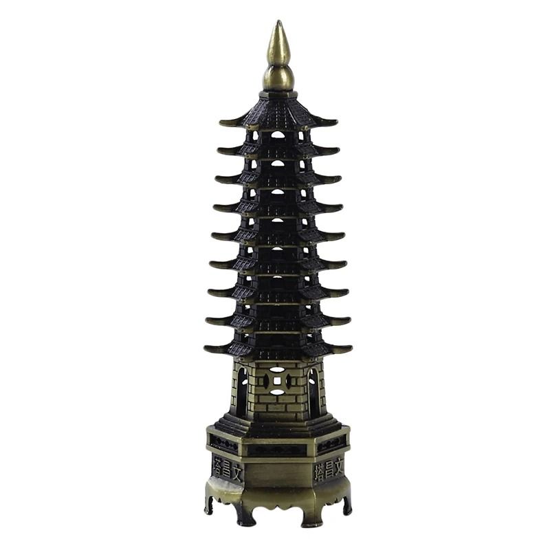 Feng Shui Wenchang Pagoda Tower Zinc Alloy Desk Ornament For Wisdom And Success 8