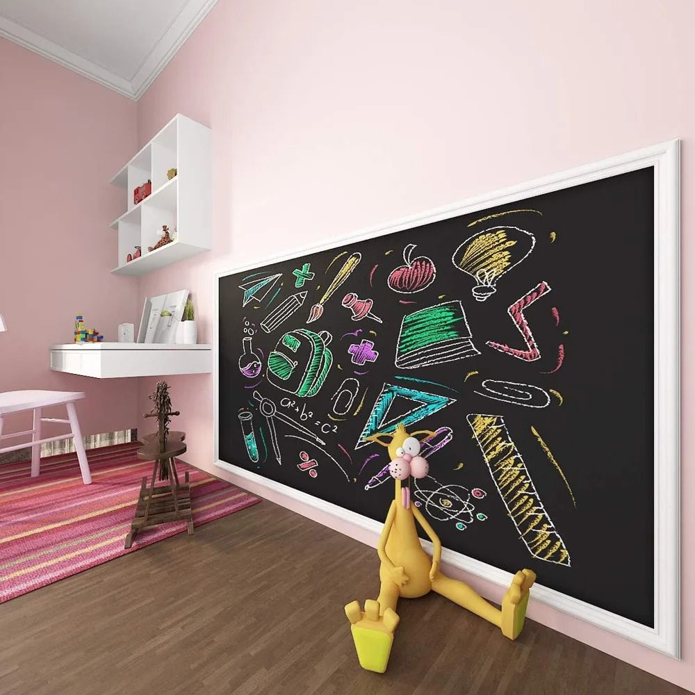 Large PVC Chalkboard Wall Sticker 177x787in Erasable Peel And Stick Blackboard Decal 2