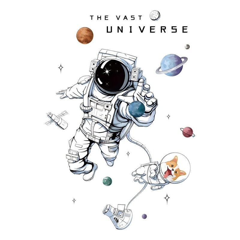 Removable Astronaut Wall Stickers Space Theme PVC Decals For Kids Room Decor 4