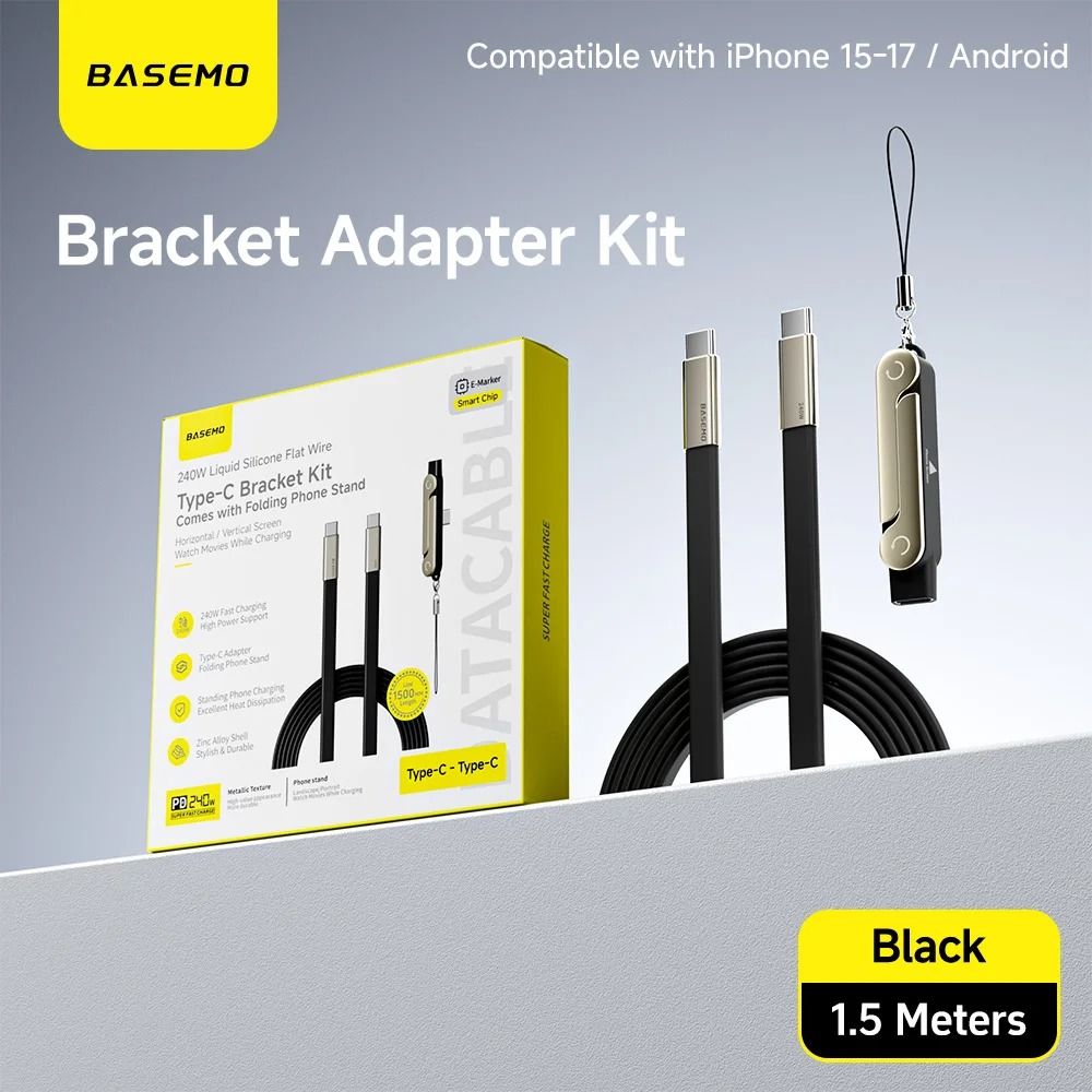 240W 2 In 1 Fast Charging Type C Cable With Foldable Phone Stand And Data Transfer 10