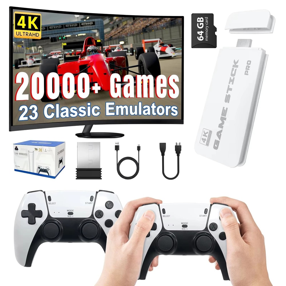 4K Retro Game Stick Console With 20000 Games And Wireless Controllers 1
