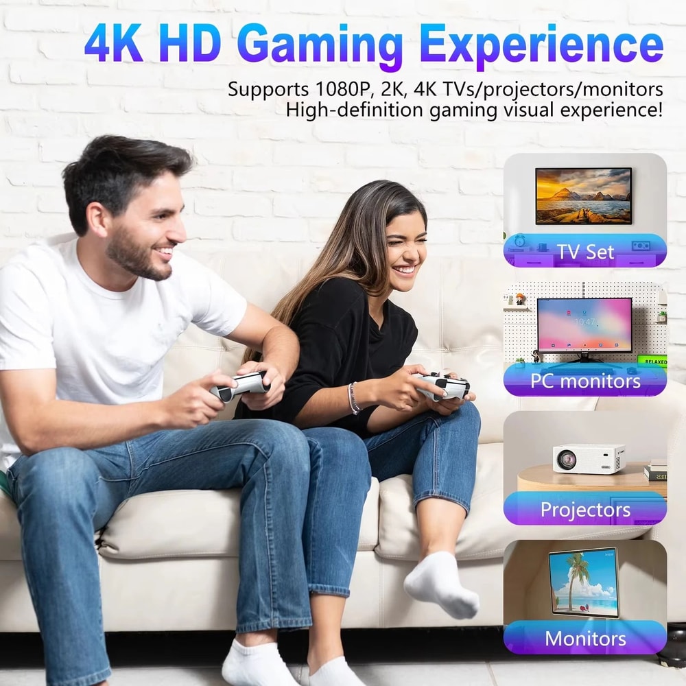 4K Retro Game Stick Console With 20000 Games And Wireless Controllers 2
