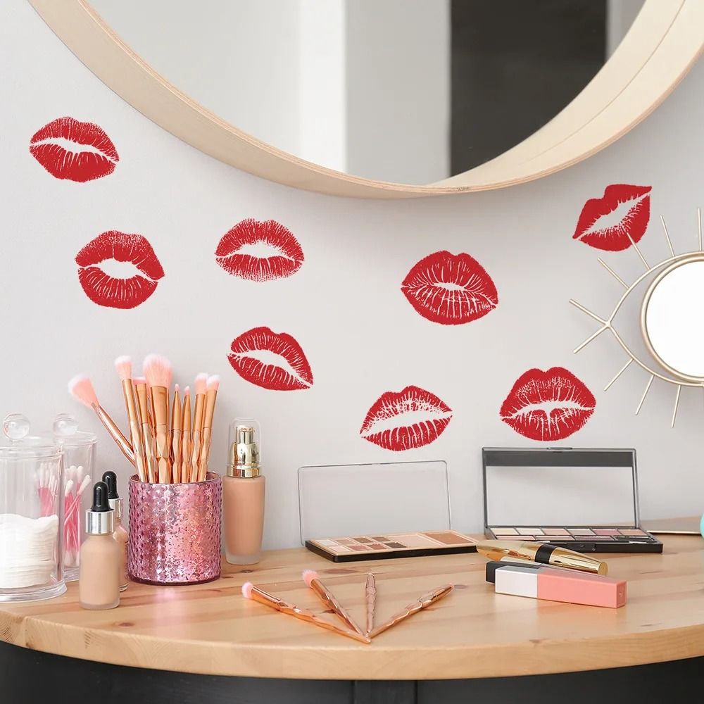 Red Lip Print Wall Stickers Self Adhesive Bedroom Bathroom Decor Decals 0