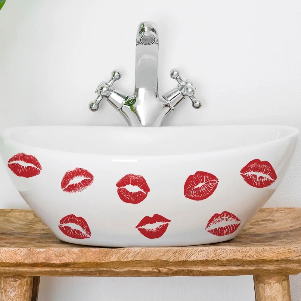 Red Lip Print Wall Stickers Self Adhesive Bedroom Bathroom Decor Decals 2