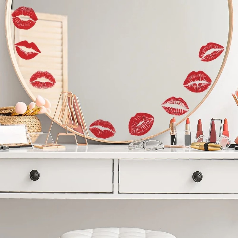 Red Lip Print Wall Stickers Self Adhesive Bedroom Bathroom Decor Decals 4