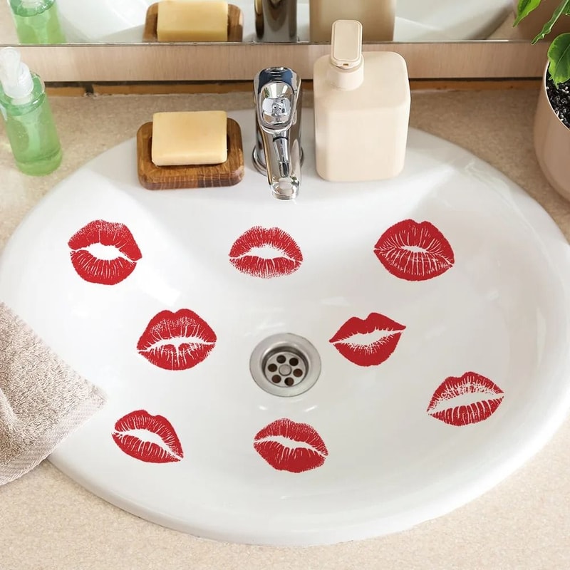 Red Lip Print Wall Stickers Self Adhesive Bedroom Bathroom Decor Decals 5