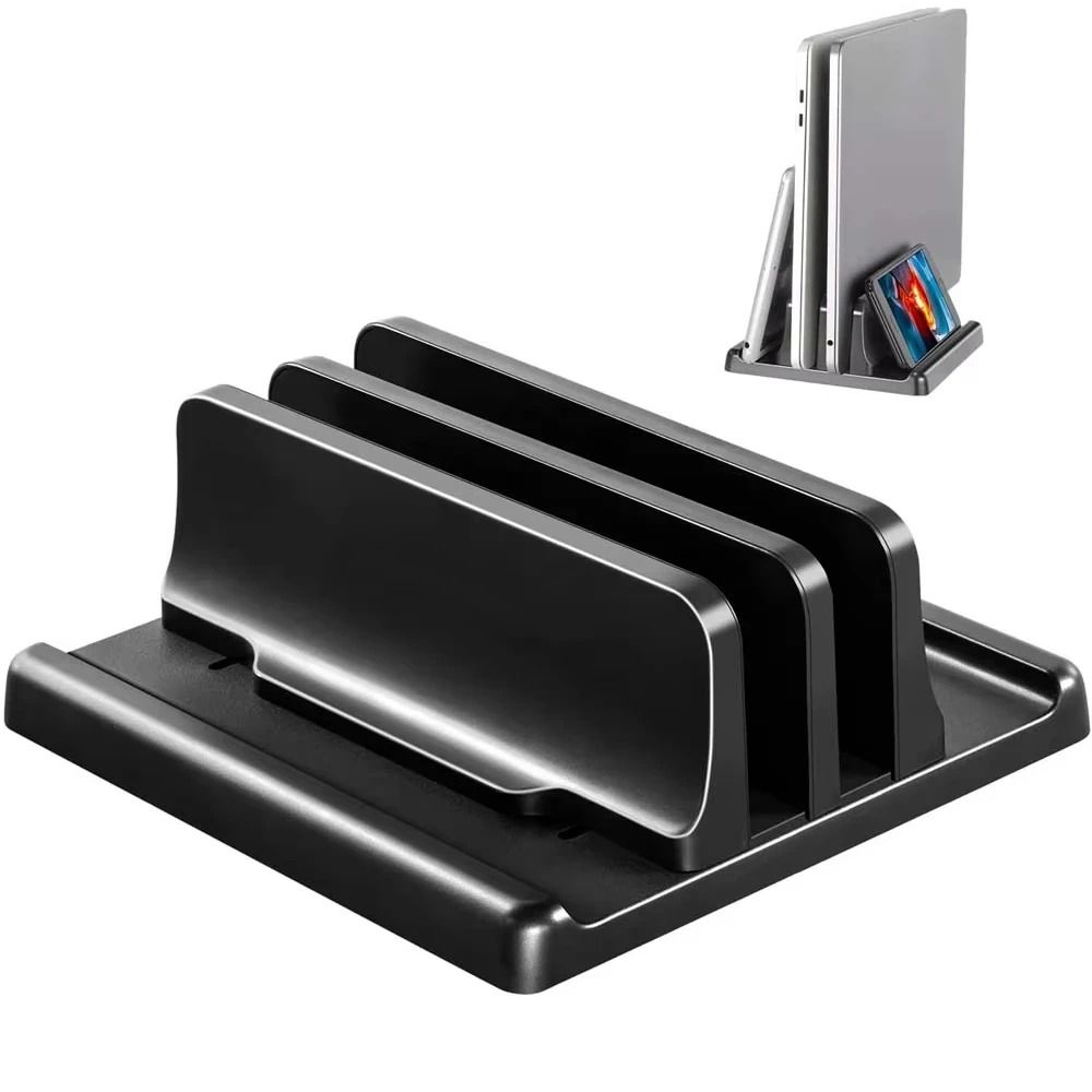 Adjustable 4 Slot Vertical Laptop Stand Space Saving Desk Organizer 0
