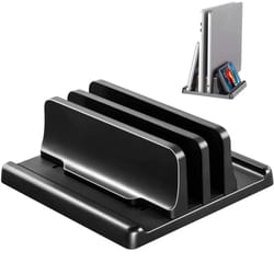 adjustable 4 slot vertical laptop stand space saving desk organizer