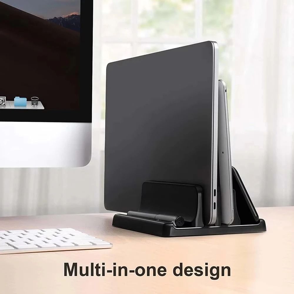 Adjustable 4 Slot Vertical Laptop Stand Space Saving Desk Organizer 2