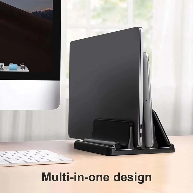 Adjustable 4 Slot Vertical Laptop Stand Space Saving Desk Organizer 2