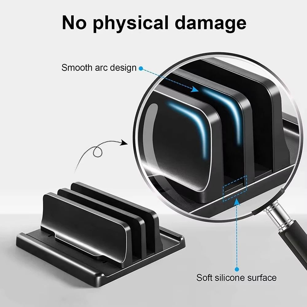 Adjustable 4 Slot Vertical Laptop Stand Space Saving Desk Organizer 4
