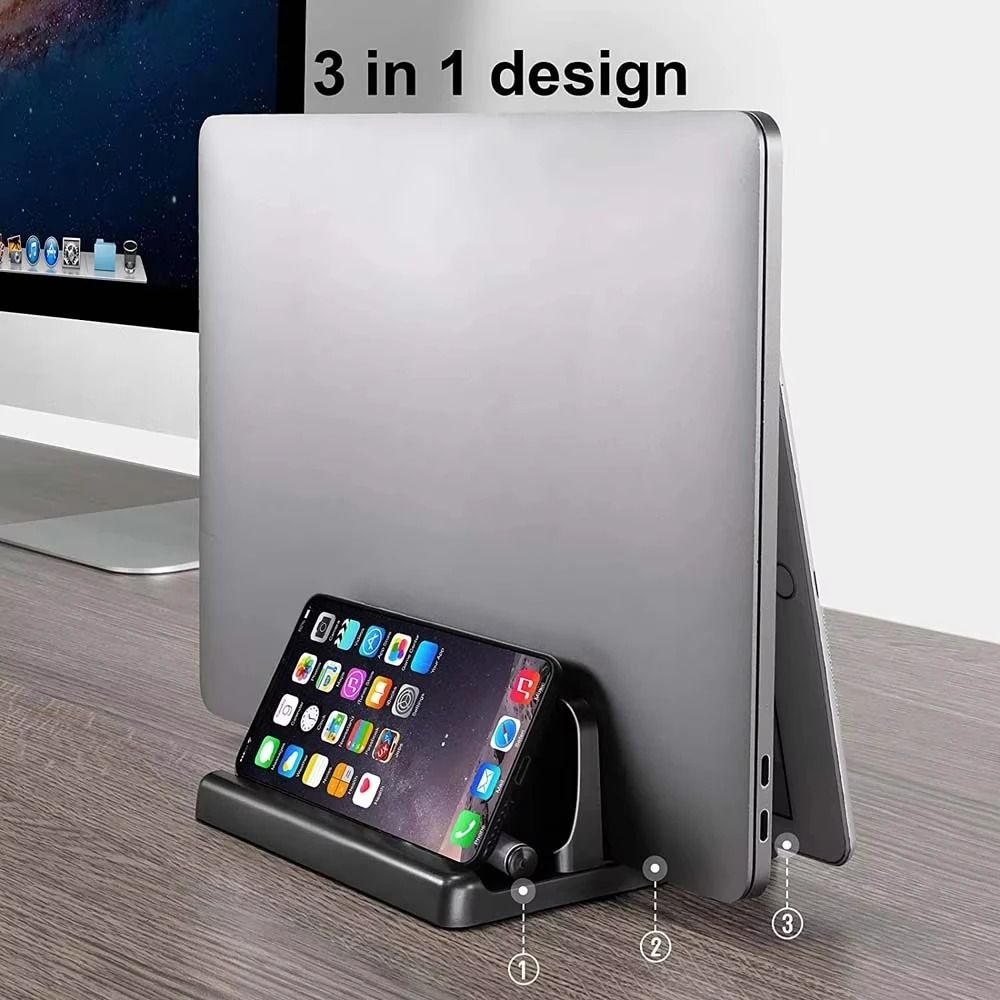 Adjustable 4 Slot Vertical Laptop Stand Space Saving Desk Organizer 6