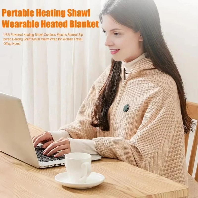 Wearable Electric Blanket USB Heated Portable Shawl With 3 Heat Levels 1