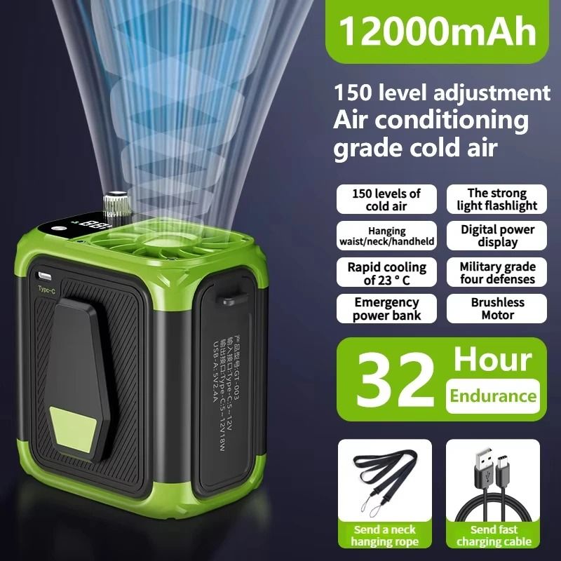 Mini High Speed Waist Fan USB Rechargeable Bladeless Neck And Clip Cooling Fan 7