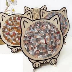 cat wooden puzzle 135-piece irregular jigsaw unique shape cat lover gift