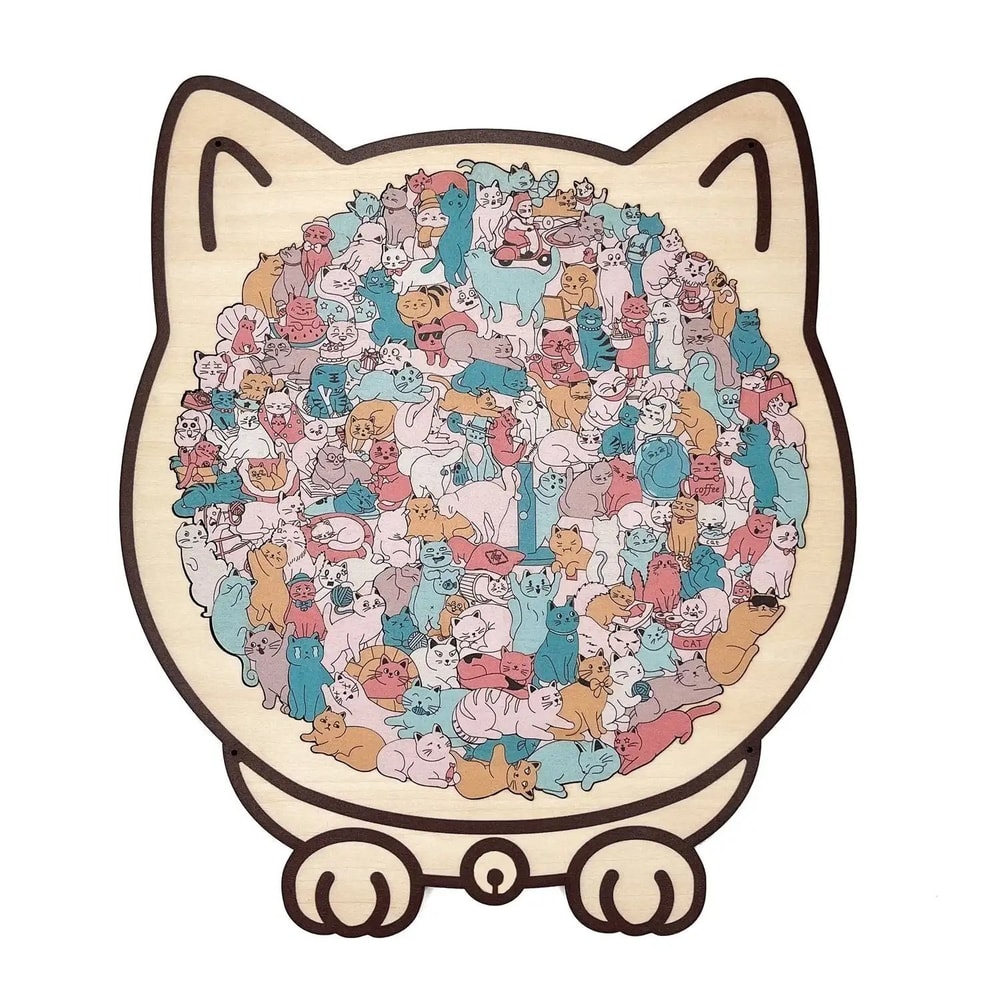 Cat Wooden Puzzle 135Piece Irregular Jigsaw Unique Shape Cat Lover Gift 9