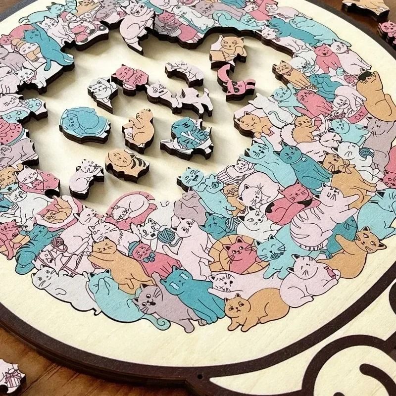 Cat Wooden Puzzle 135Piece Irregular Jigsaw Unique Shape Cat Lover Gift 2