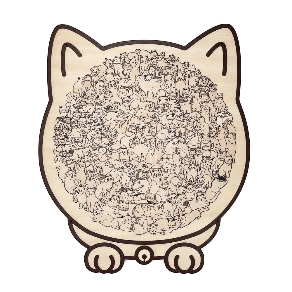 Cat Wooden Puzzle 135Piece Irregular Jigsaw Unique Shape Cat Lover Gift 6