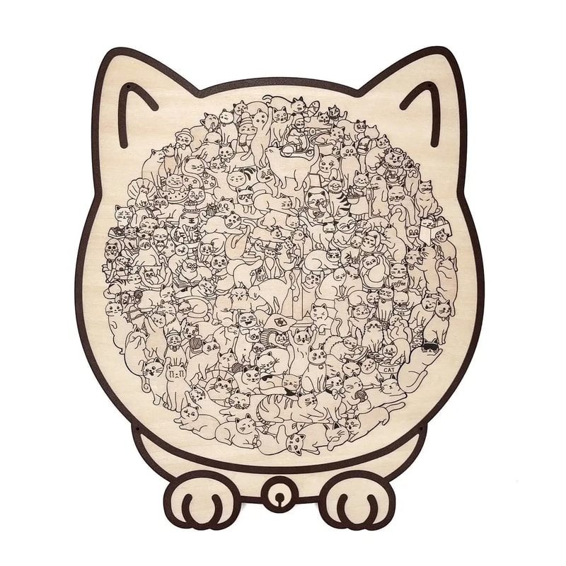 Cat Wooden Puzzle 135Piece Irregular Jigsaw Unique Shape Cat Lover Gift 6