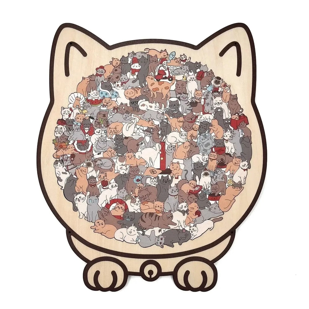 Cat Wooden Puzzle 135Piece Irregular Jigsaw Unique Shape Cat Lover Gift 7