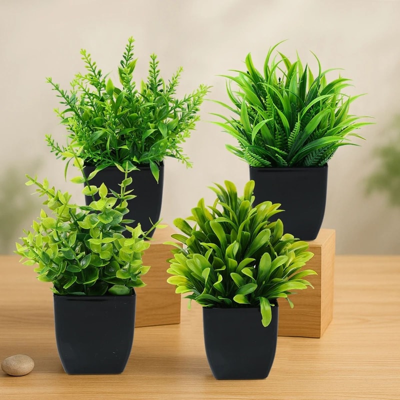 Artificial Bonsai Plant Mini Potted Green Tree Decor For Home And Office 0
