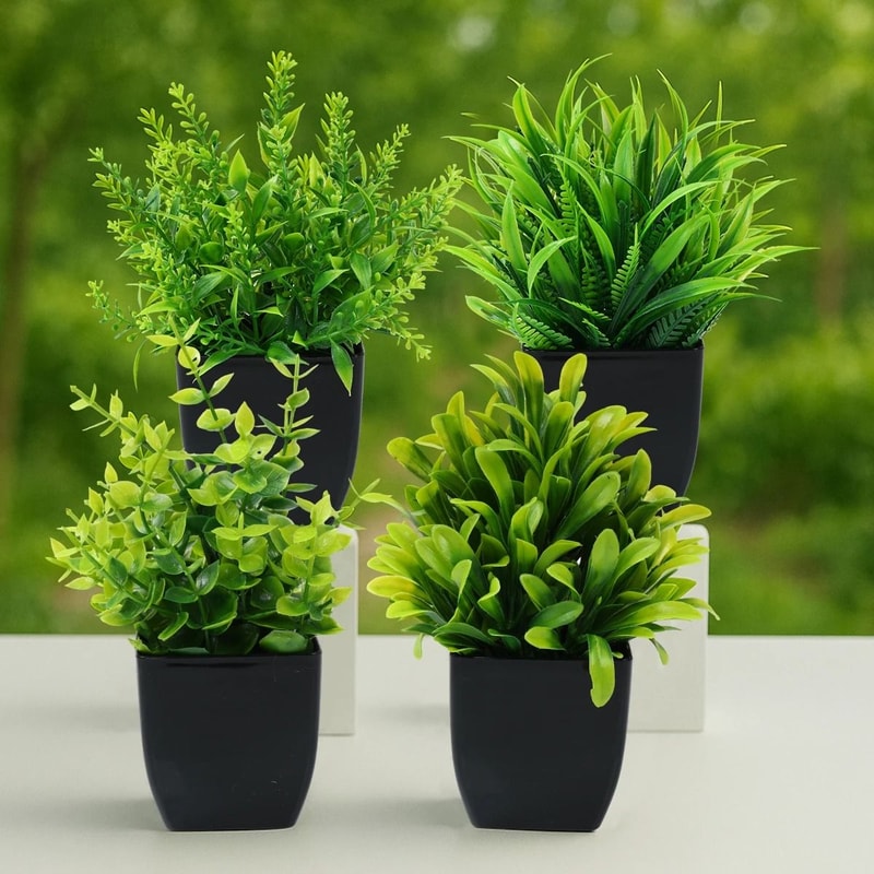 Artificial Bonsai Plant Mini Potted Green Tree Decor For Home And Office 4