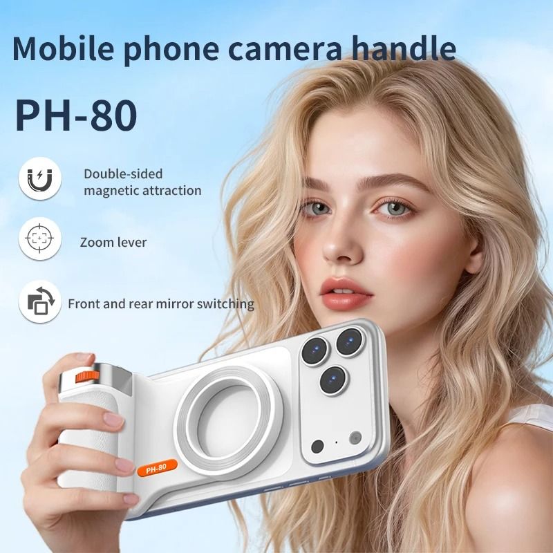 PH80 Magnetic Camera Grip With Remote Shutter And Fill Light Phone Handle 0