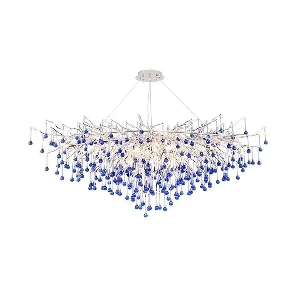 Modern Crystal Branch Chandelier Pink Blue Teardrop Ceiling Light 12