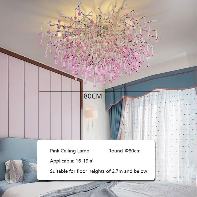 Modern Crystal Branch Chandelier Pink Blue Teardrop Ceiling Light 23